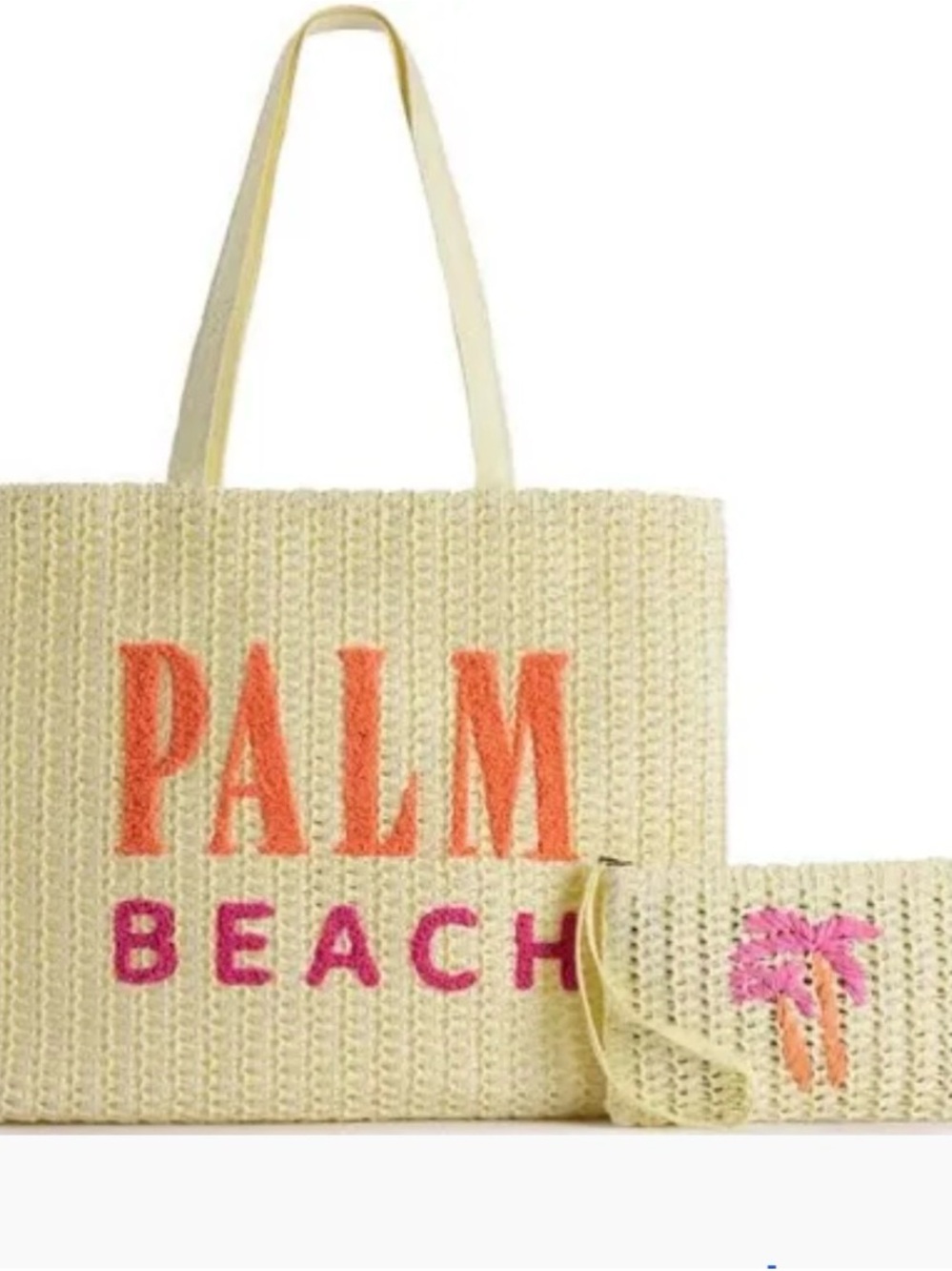Palm Beach Text Woven Vibrant Tote and Wrislet Set NWOT